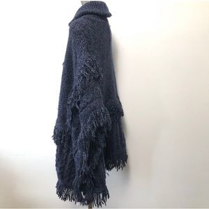 The GAP Fringe Tassel Poncho Knit Sweater Cape